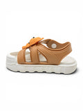 Bear Applique Detailed Slingback Sandals - Brown