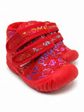Abstract Print Velcro Closure Musical Shoes - Red