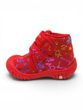 Abstract Print Velcro Closure Musical Shoes - Red