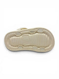 Flower Applique Detailed Button Closure Sandals - Cream