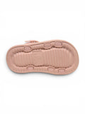 Flower Applique Detailed Button Closure Sandals - Pink