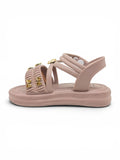 Bow Applique Detailed Button Closure Sandals - Mauve