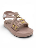 Bow Applique Detailed Button Closure Sandals - Mauve