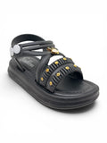 Bunny Applique Detailed Button Closure Sandals - Black