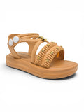 Bunny Applique Detailed Button Closure Sandals - Brown
