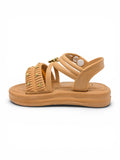 Bunny Applique Detailed Button Closure Sandals - Brown