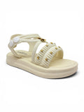 Bunny Applique Detailed Button Closure Sandals - Cream