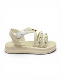Bunny Applique Detailed Button Closure Sandals - Cream