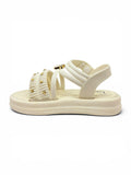 Bunny Applique Detailed Button Closure Sandals - Cream