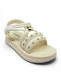Bunny Applique Detailed Button Closure Sandals - Cream