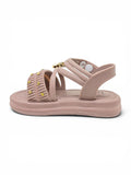 Bunny Applique Detailed Button Closure Sandals - Mauve