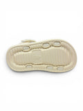 Flower Applique Detailed Button Closure Sandals - Cream