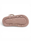 Flower Applique Detailed Button Closure Sandals - Mauve