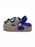 Dinosaur Applique Anti Slip Perforated Sling back Clogs - Grey