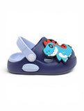 Dinosaur Applique Anti Slip Perforated Sling back Clogs - Navy Blue