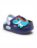 Dinosaur Applique Anti Slip Perforated Sling back Clogs - Navy Blue