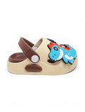 Dinosaur Applique Anti Slip Perforated Sling back Clogs - Beige