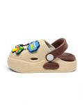 Dinosaur Applique Anti Slip Perforated Sling back Clogs - Beige