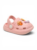 Mushroom & Rabbit Applique Anti Slip Perforated Sling back Clogs - Pink