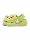 Mushroom & Rabbit Applique Anti Slip Perforated Sling back Clogs - Green