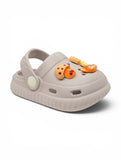 Mushroom & Rabbit Applique Anti Slip Perforated Sling back Clogs - Grey