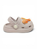 Mushroom & Rabbit Applique Anti Slip Perforated Sling back Clogs - Grey