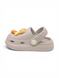 Mushroom & Rabbit Applique Anti Slip Perforated Sling back Clogs - Grey