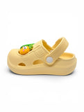 Fruits Applique Anti Slip Perforated Sling back Clogs - Yellow