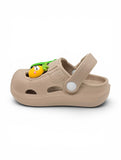 Fruits Applique Anti Slip Perforated Sling back Clogs - Brown