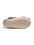 Bow Applique Detailed Velcro Closure Ballerinas - Cream