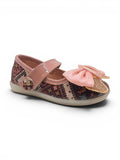 Bow Applique Detailed Velcro Closure Ballerinas - Rust