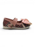 Bow Applique Detailed Velcro Closure Ballerinas - Rust