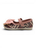 Bow Applique Detailed Velcro Closure Ballerinas - Rust