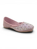 Geometrical Print & Sequins Embellished Mojaris - Mauve