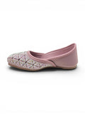 Geometrical Print & Sequins Embellished Mojaris - Mauve