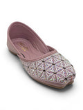 Geometrical Print & Sequins Embellished Mojaris - Mauve