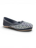 Geometrical Print & Sequins Embellished Mojaris - Black