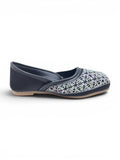 Geometrical Print & Sequins Embellished Mojaris - Black