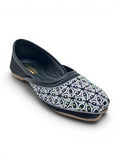 Geometrical Print & Sequins Embellished Mojaris - Black