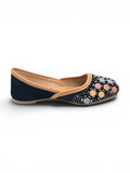 Geometrical Print & Sequins Embellished Mojaris - Black