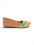 Floral Thread Work Embroidered & Sequins Embellished Mojaris - Peach