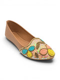 Floral Thread Work Embroidered & Sequins Embellished Mojaris - Peach