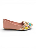 Floral Thread Work Embroidered & Sequins Embellished Mojaris - Pink
