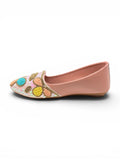 Floral Thread Work Embroidered & Sequins Embellished Mojaris - Pink