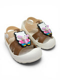 Cartoon Applique Detailed Slingback Sandals - Brown
