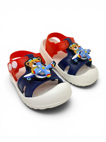 Cartoon Applique Detailed Slingback Sandals - Green