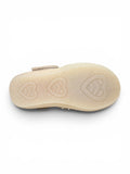 Pearl Applique Detailed Metallic Velcro Closure Ballerinas -  Cream