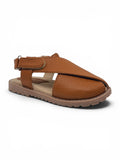 Velcro Closure Solid Mojaris - Tan