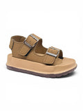 Velcro Closure Solid Sandals - Tan
