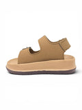 Velcro Closure Solid Sandals - Tan